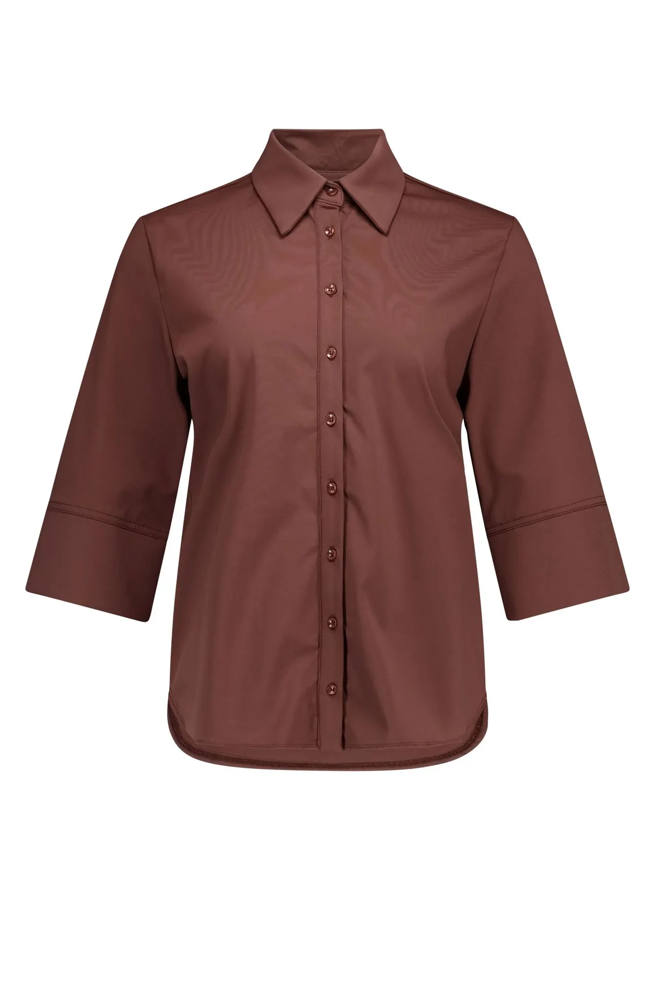 Lichtbruine blouse van travelstof