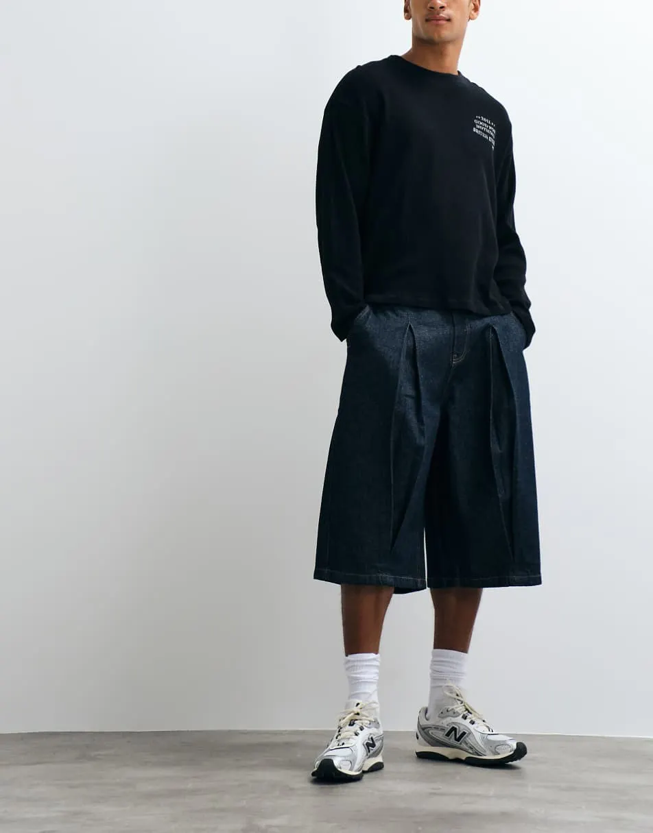 Reclaimed Vintage oversized jort in indigo denim