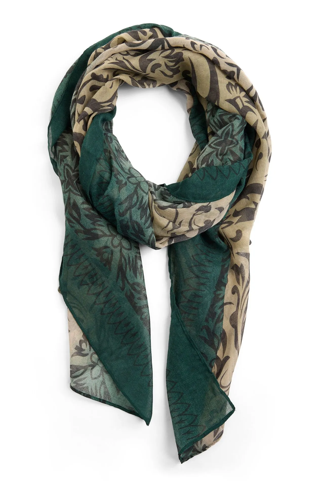Groene sjaal met grafische print