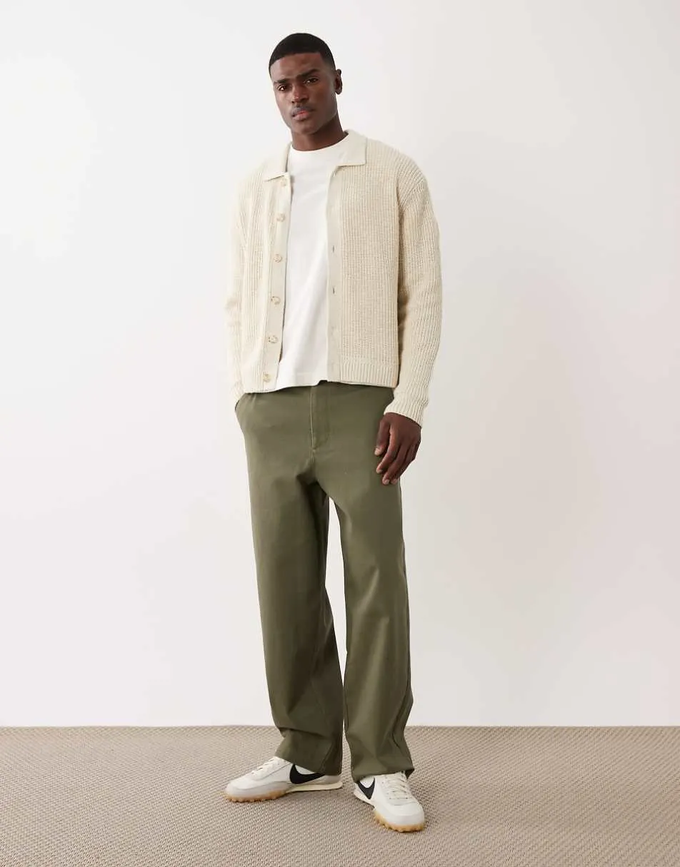 Abercrombie & Fitch light knit button up cardigan in cream