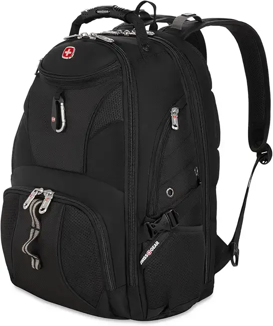 SWISSGEAR 1900 ScanSmart Laptop Backpack, Fits Most 17-Inch Laptops, TSA-Friendly Lay-Flat Design, RFID Protection, and Tablet Pocket, Black, 31L, 18.5-Inch
