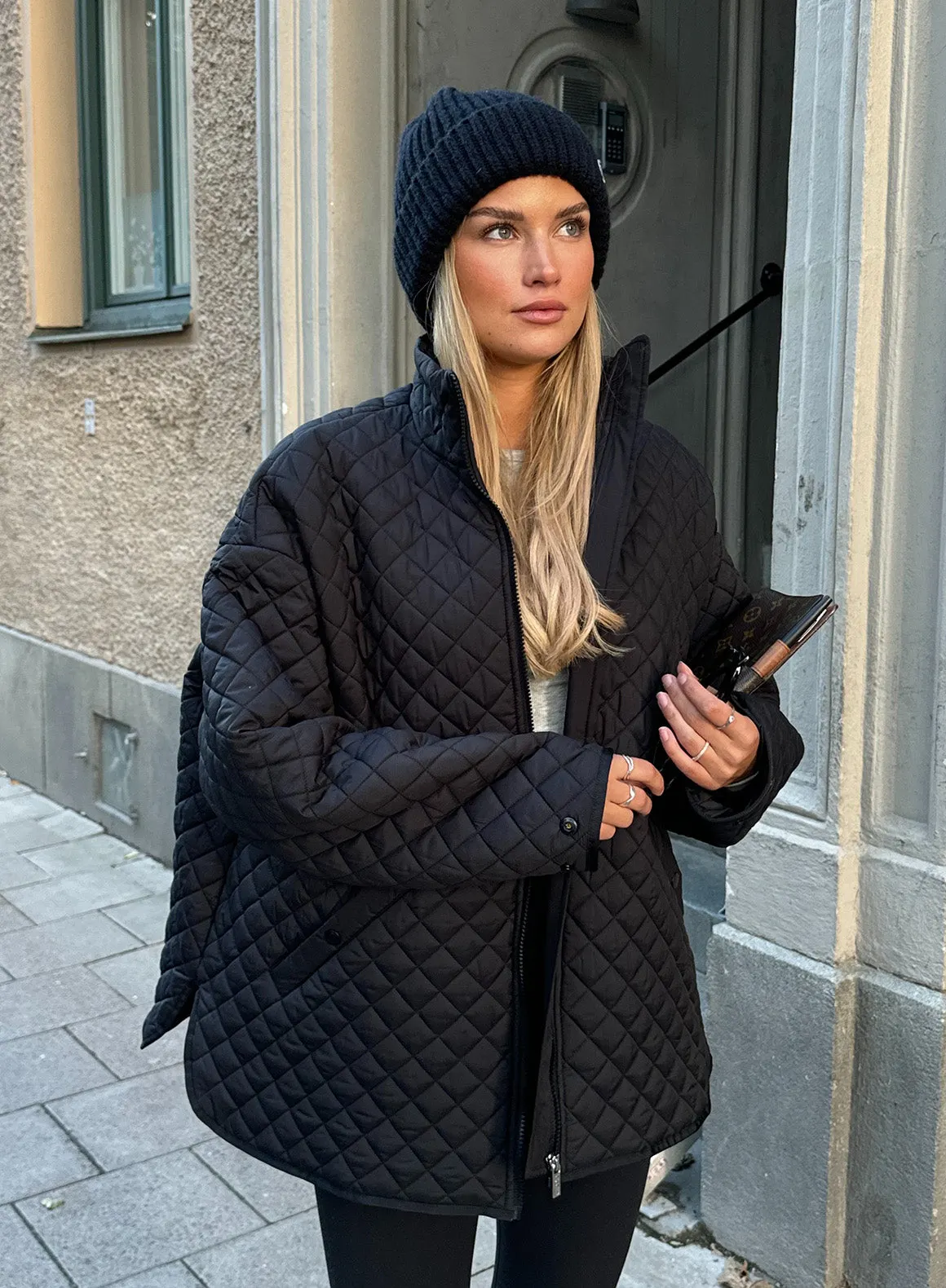 Black Oversized Quilted Jacket