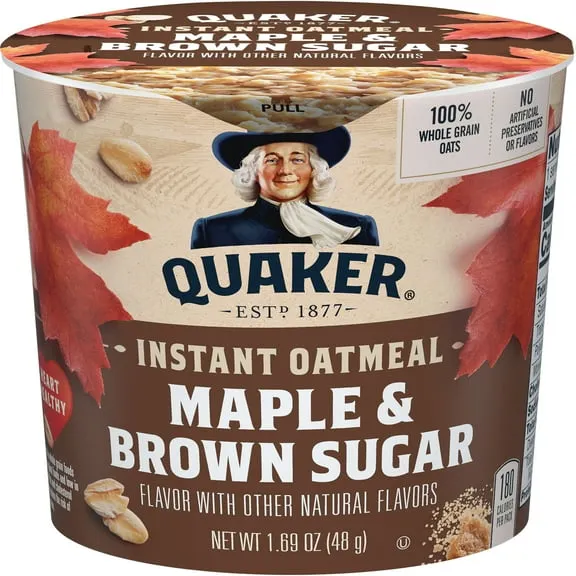 Quaker Maple & Brown Sugar Flavored Instant Oatmeal, 1.69 oz Cup, 1 Count