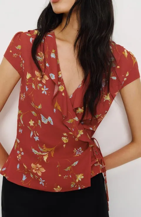 Clemence Print Wrap Top