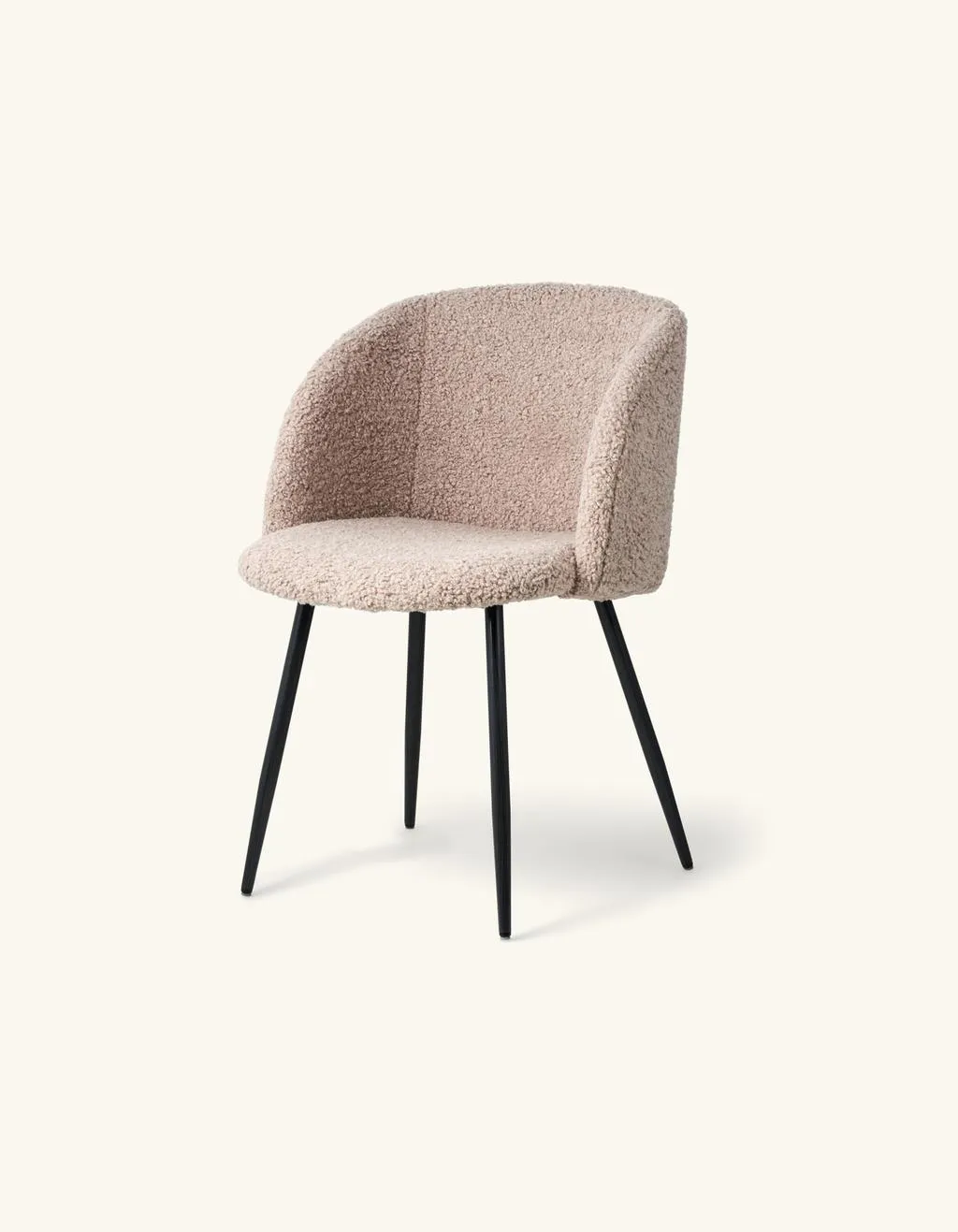 ANNA Spisebordsstol i teddystof med armlæn