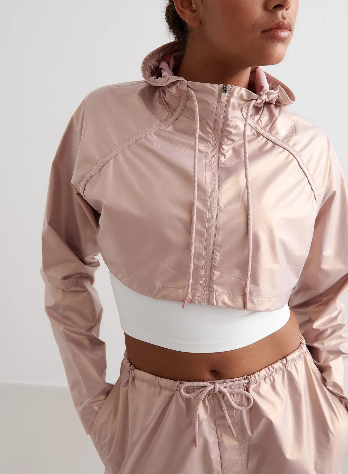 Rosé Metallic Cropped Jacket