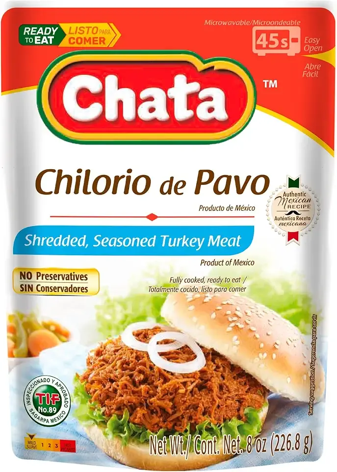 Chata Turkey Chilorio, Shredded Seasoned Meat, 8 oz, Pack of 1
