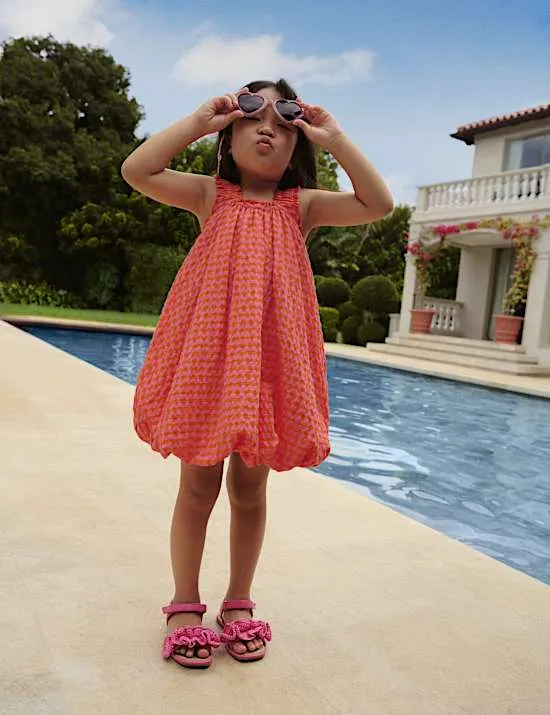 Pure Cotton Gingham Puffball Dress (2-10 Yrs)