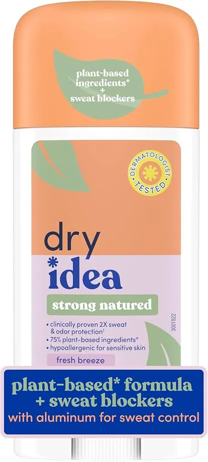 Dry Idea Plant Based Antiperspirant with Aluminum Sweat Blockers Invisible Solid Deodorant for Women – Fresh Breeze Scent, 72Hr Sweat & Odor Control for Sensitive Skin, 1pk Dry Idea Plant Based Antiperspirant with Aluminum…