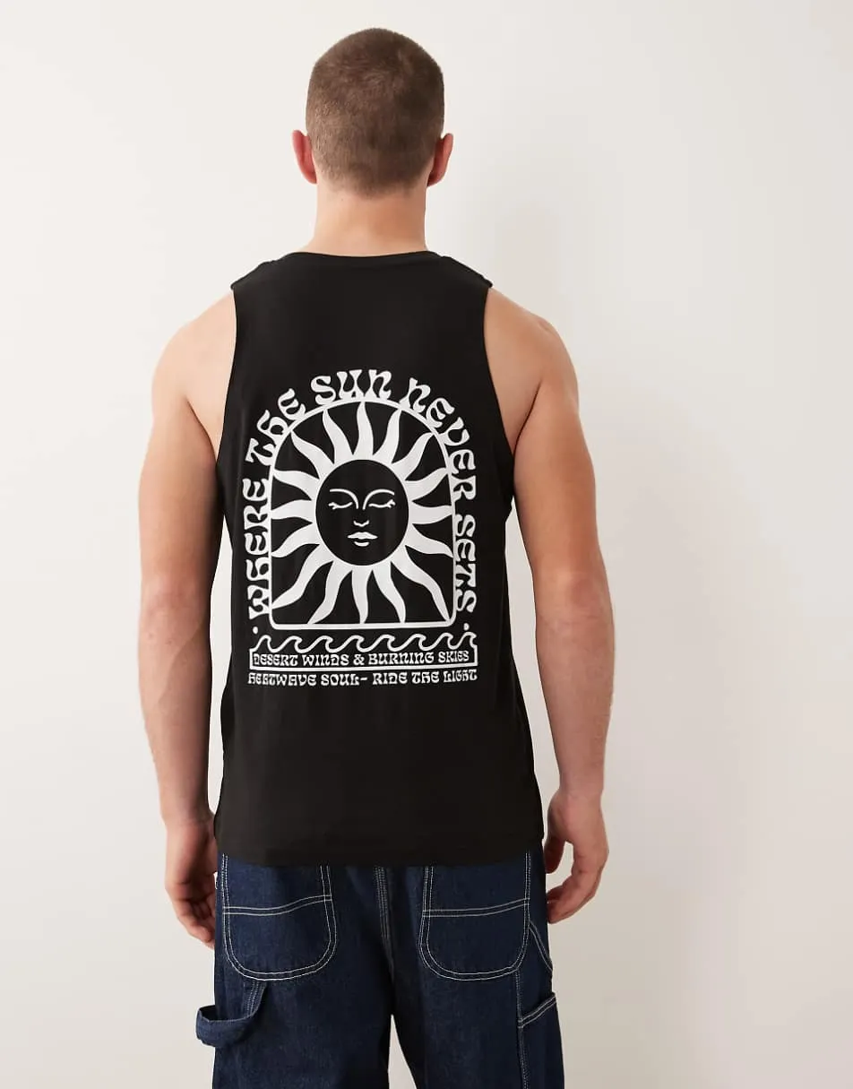 Jack & Jones oversized vest with sun back print in black