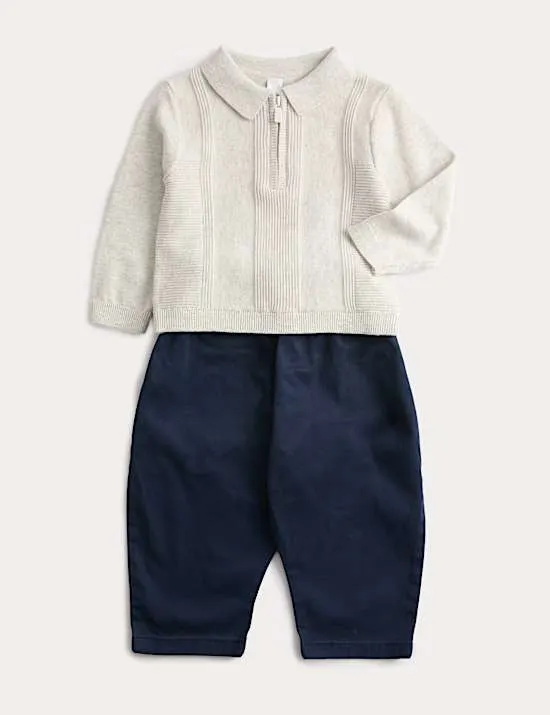2 Piece Cotton Rich Half Zip Outfit (0-6 Years)