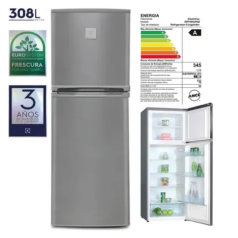 Refrigeradora 308 Lt Top Freezer ERT45G2HQI Silver