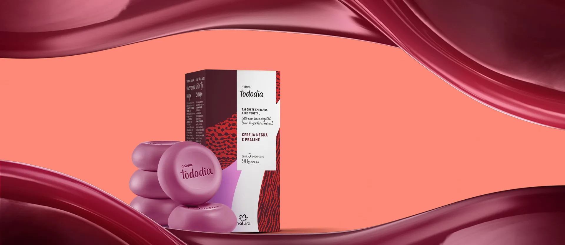 Sabonete em Barra Puro Vegetal Tododia Cereja Negra e Praliné