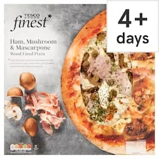 Tesco Finest Ham Mushroom Mascarpone Wdfired Pizza 510G