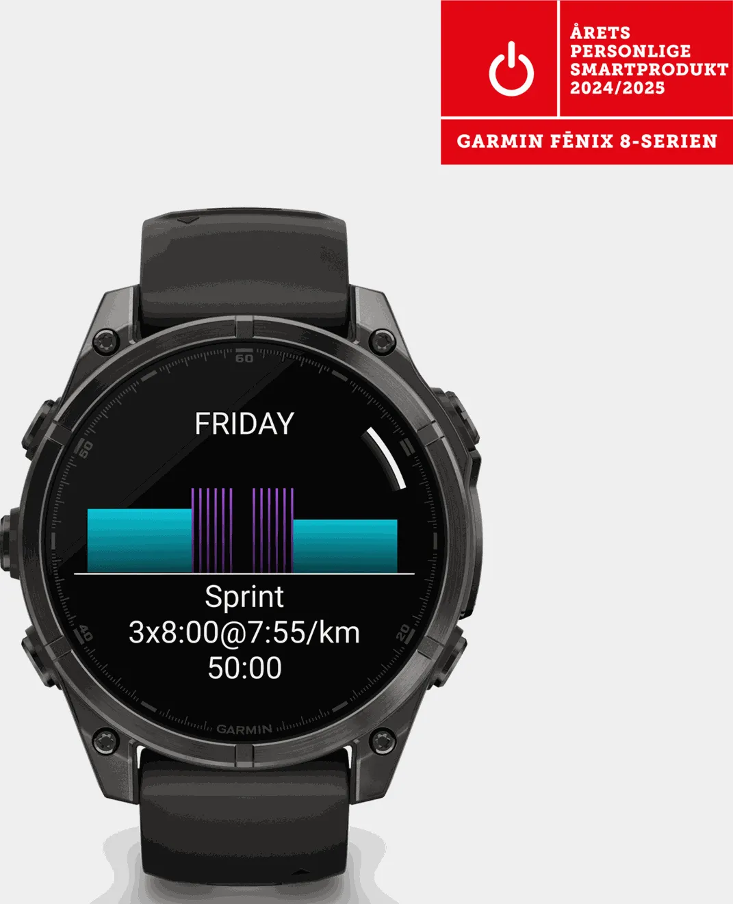 fenix 8 – 47 mm, AMOLED, Sapphire, Titanium, smartklokke - Grå