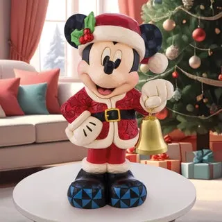 17" Disney Holiday Mickey and Minnie with Bells Statues by Jim Shore