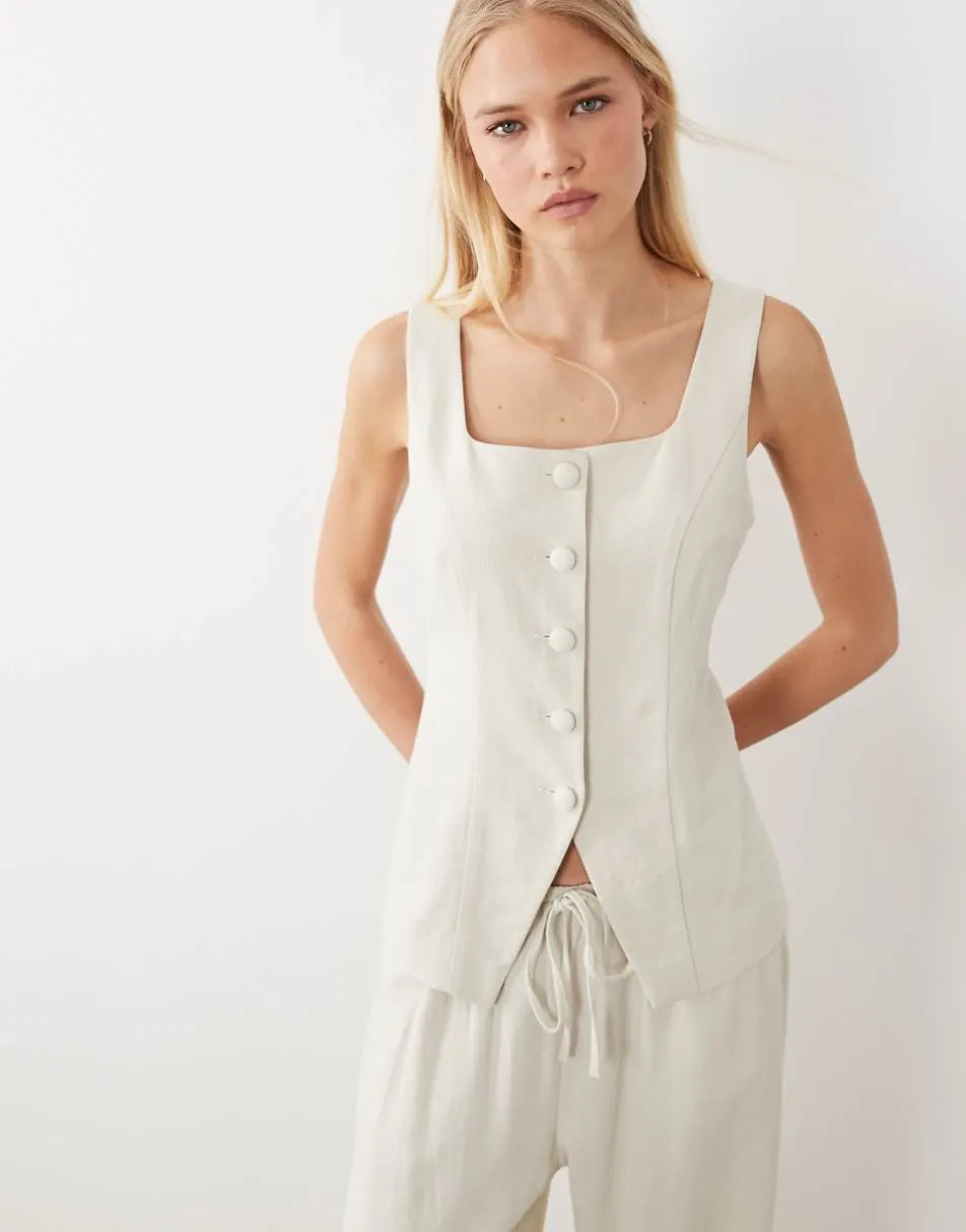 Miss Selfridge linen look tailored co-ord in stone