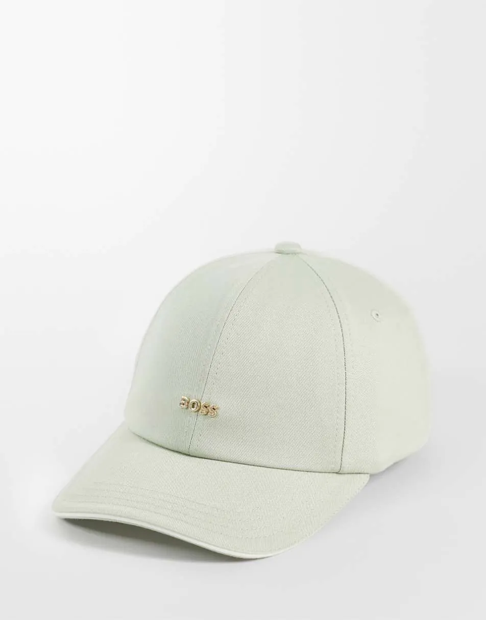 BOSS Red gold logo cap in pale green