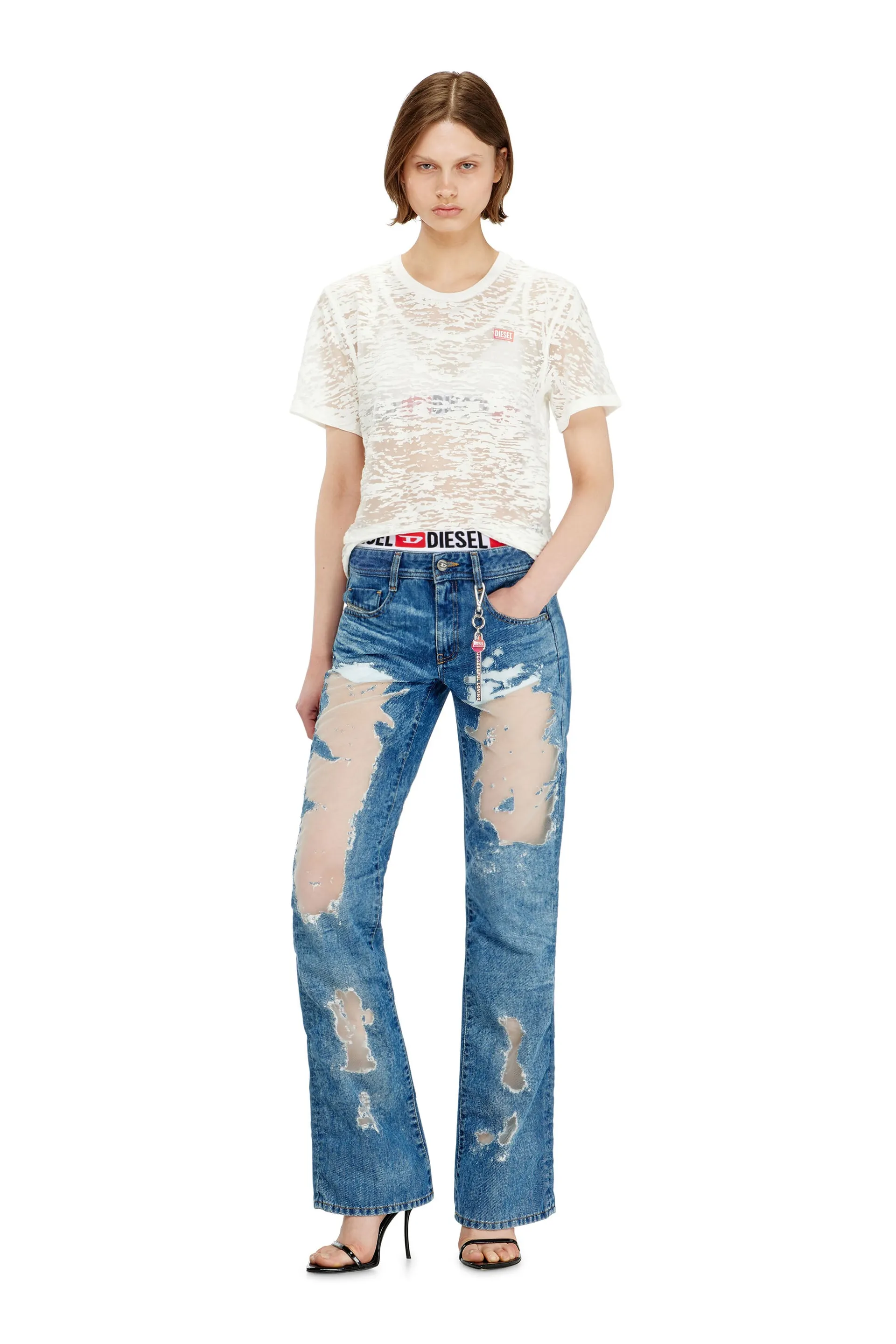 T-shirt in all-over devoré jersey