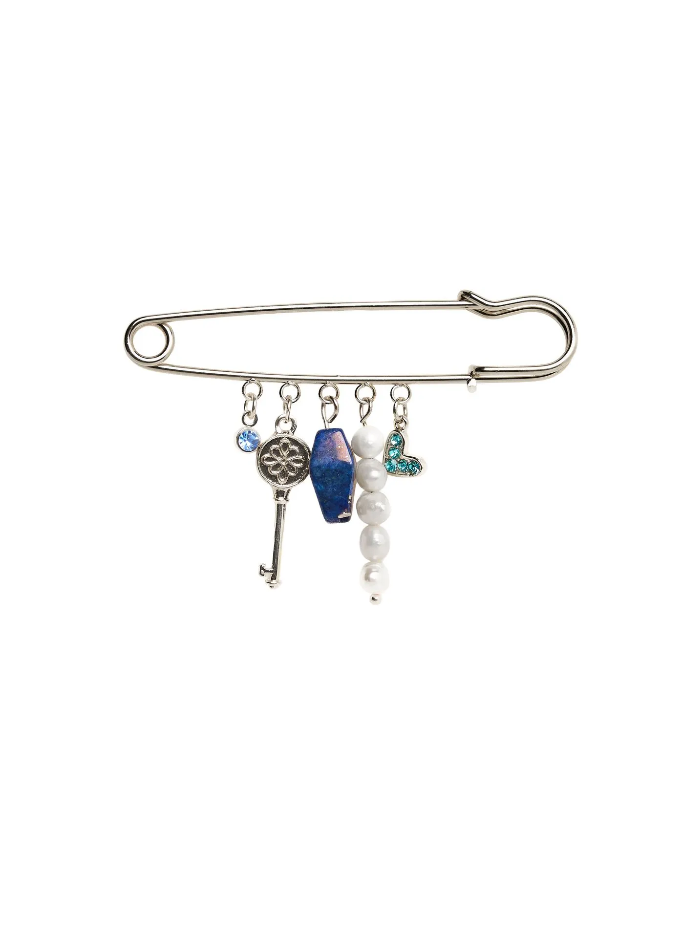 Zilverkleurige broche met hangers