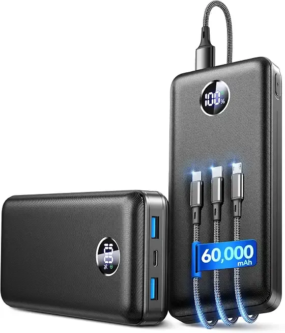IAPOS 60000mAh 22.5W Fast Charge Portable Charger, for 5-Devices Power Bank | 45% Larger Capacity, 10 times for iPhone, with 3-in-1 Cable, External Battery Pack for Phones/iPad, Travel Camping Essential
