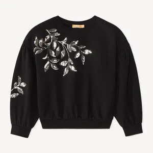 Sweat fille fleurs en sequins