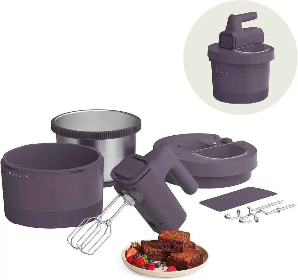 bella 3.5 Qt Hand & Stand Mixer, 2 in 1 Electric Mixer with Bowl, Plum