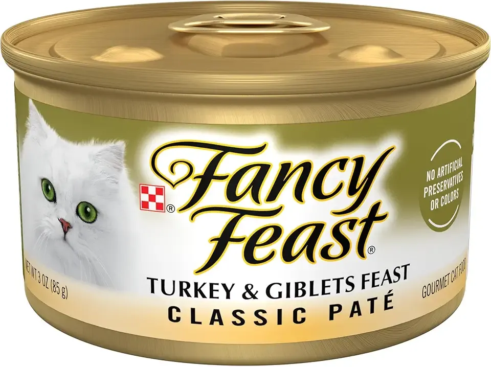 Purina Fancy Feast Pate Turkey and Giblets Feast Classic Grain Free Wet Cat Food Pate - (Pack of 24) 3 oz. Cans