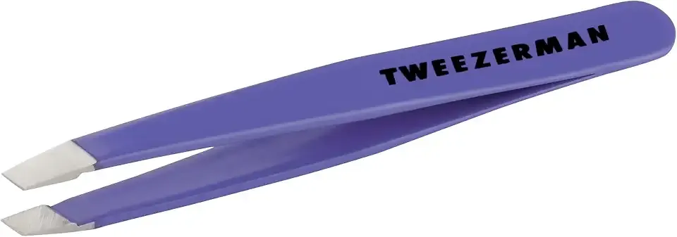 Tweezerman Mini Slant Travel Tweezers For Eyebrows, Travel Tweezers for Eyebrows, Facial Hair (Blooming Lilac)