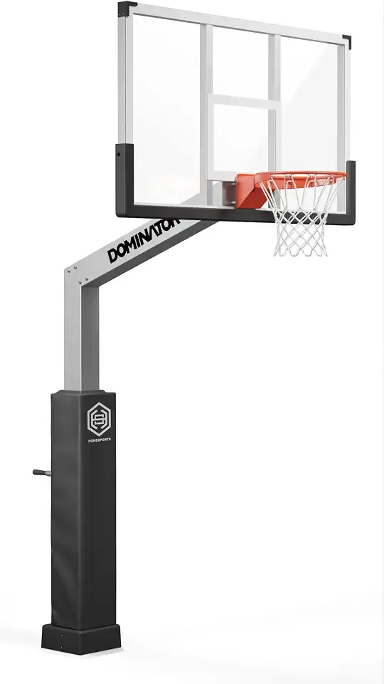 Dominator 72" In ground Basketball Hoops Outdoor - 72" Backboard w/ 4' Overhang - Outdoor NBA/NCAA Regulation Adjustable Basketball Goal - Adjusts from 7'-10' - Made of Heavy Duty Rust Proof Aluminum