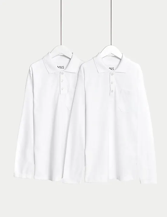 Pure Cotton Easy Dressing StayNew™ Polo Shirts (3-18 Yrs)