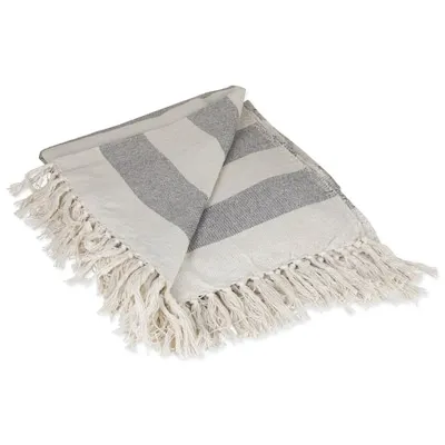 DII Gray and Off-White 50-in x 60-in Cotton Throw