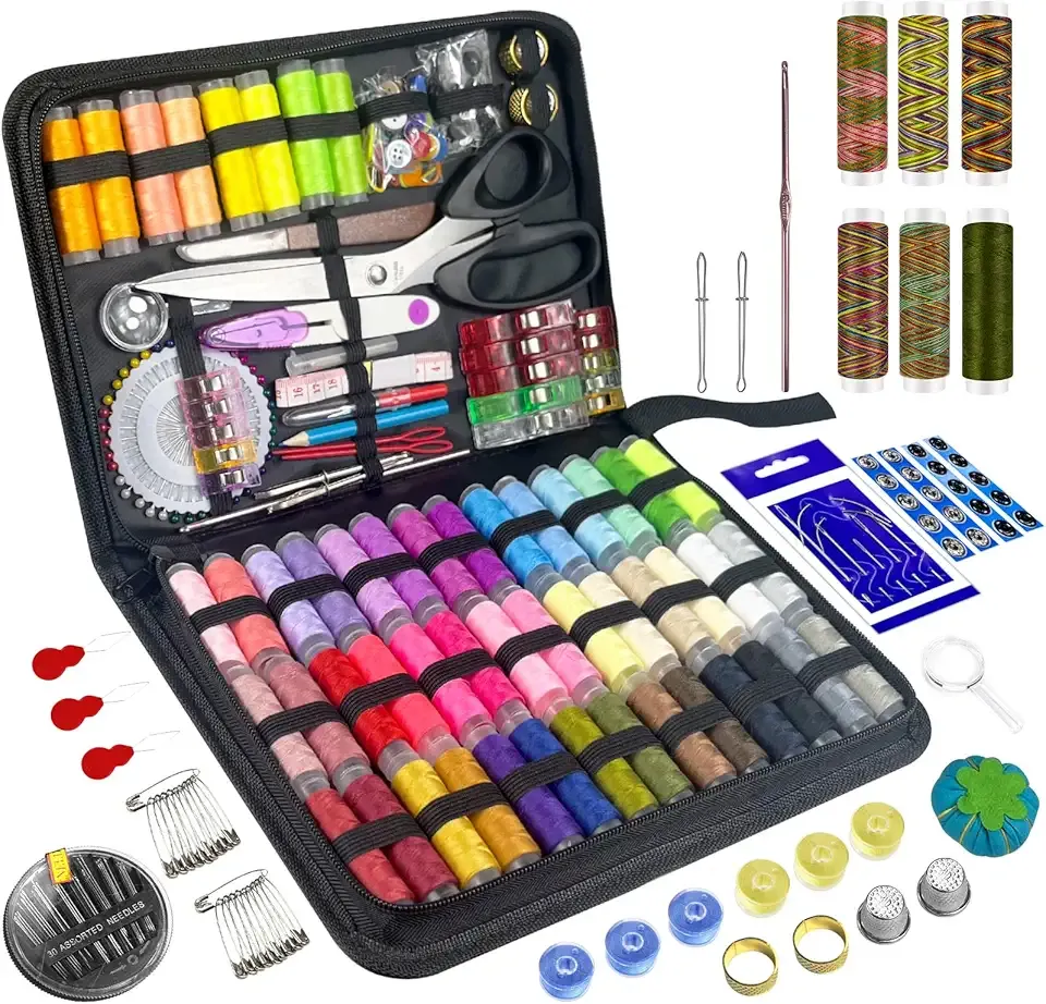 305Pcs Sewing Kit for Adults, 56Color Thread Spools, Portable Needle and Thread Kit for Sewing, with Scissors and Accessories for Adults, Beginner, Home, Travel, Emergency Sewing Kits