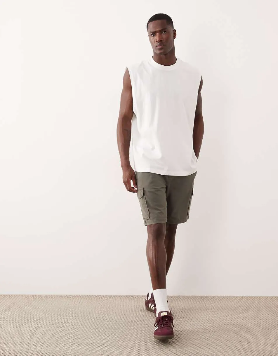 ASOS DESIGN oversized tank with beach graphic in off white