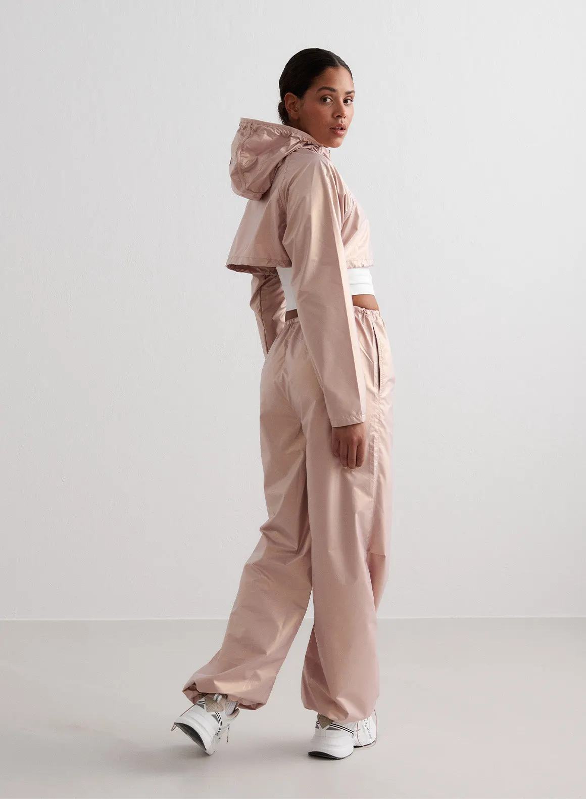 Rosé Metallic Cropped Jacket