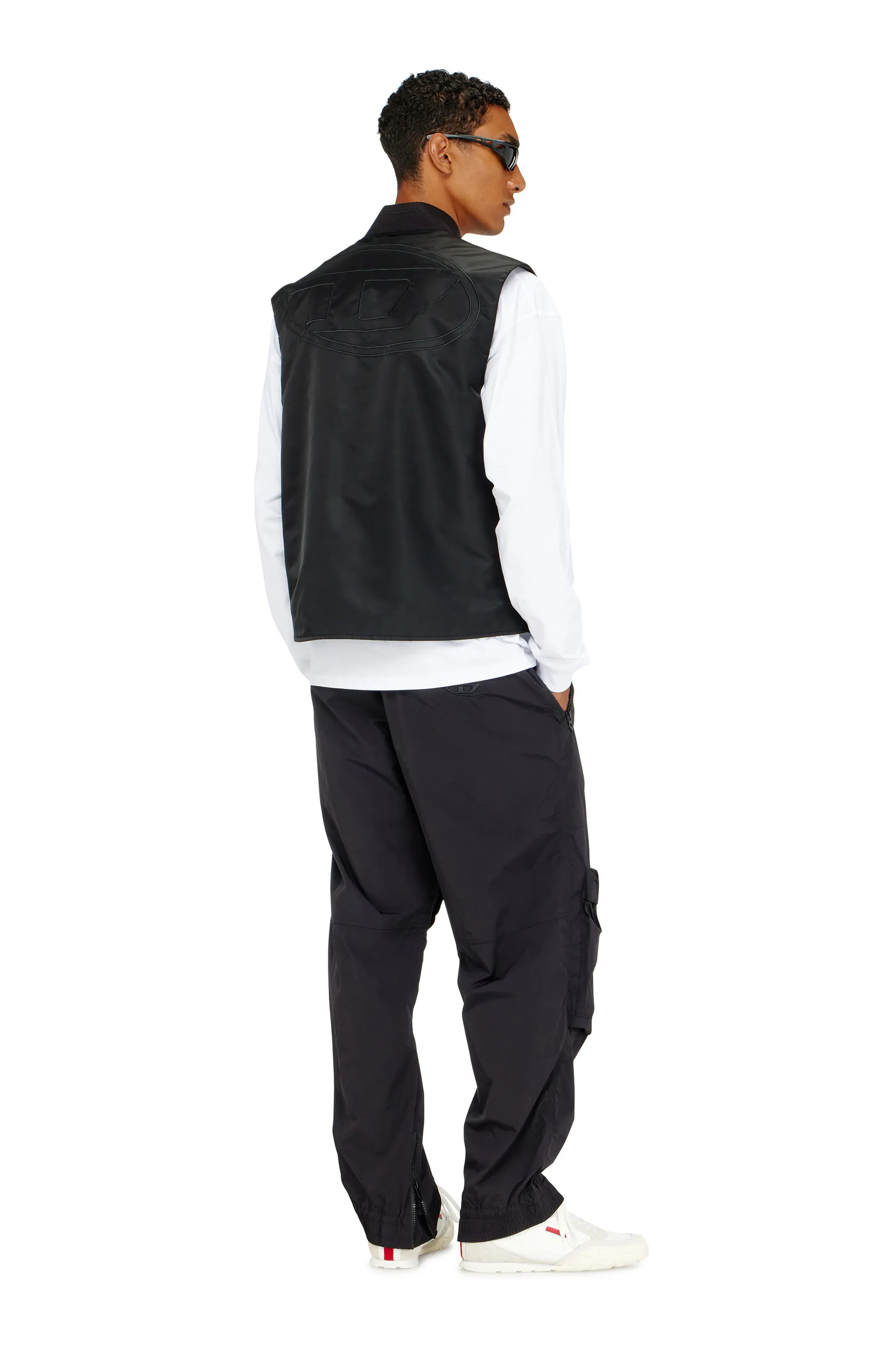 Padded satin vest with Oval D embroidery