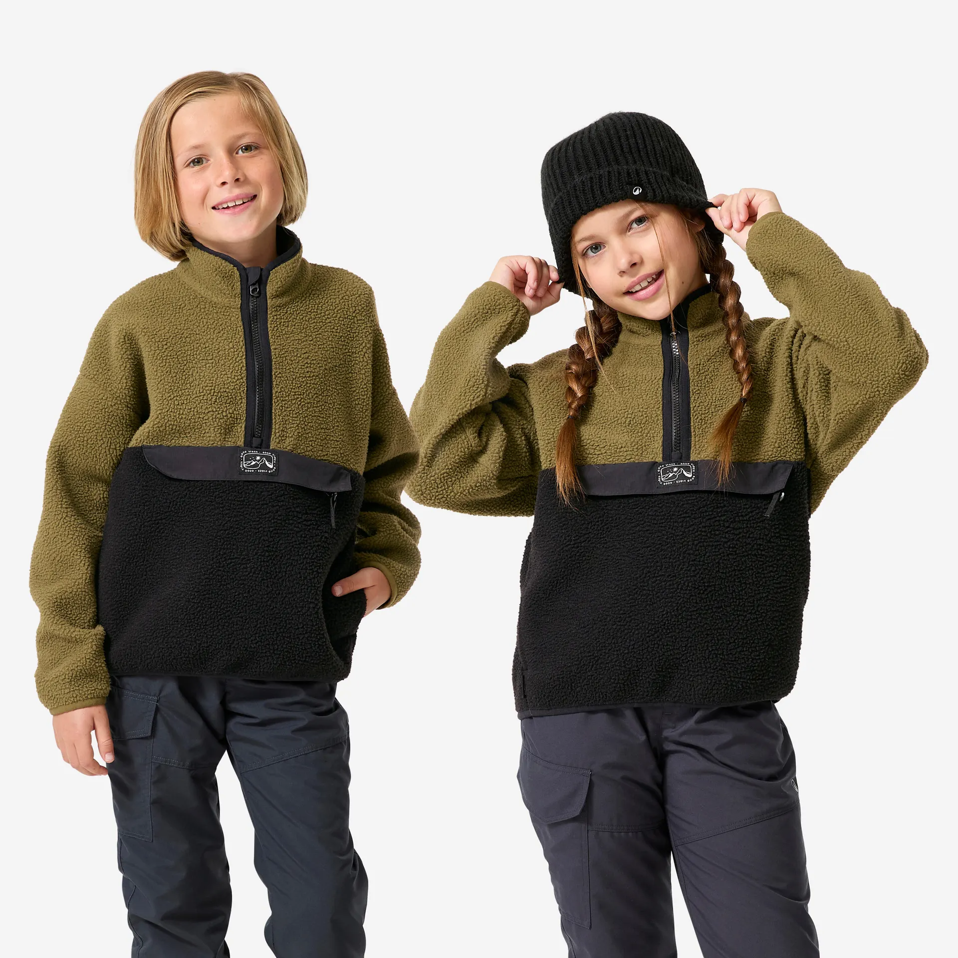 QUECHUA Dětská fleecová mikina s polovičním zipem Sherpa NH 500 7–15 let