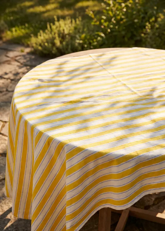 Gulstripet duk - 140x220 cm