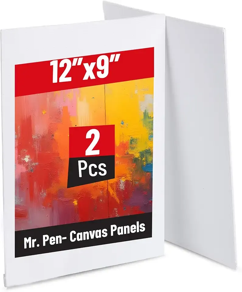 Mr. Pen- Canvas Panels, 2 Pack, 9x12 Inches, Triple Primed for Oil & Acrylic Paints, Canvas Boards for Painting, Painting, Blank Canvas for Painting, 3mm Thickness