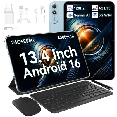 Oscal Pad 200 Tablet 13,4" 2K 120Hz Display, 24GB(6+18) RAM, 256GB ROM, Android 16, 8300mAh, 16+8MP Kamera, Slim 0,79cm/750g, Blue