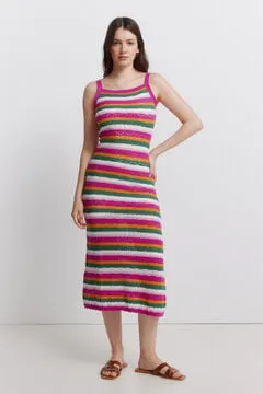 Vestido midi punto multicolor