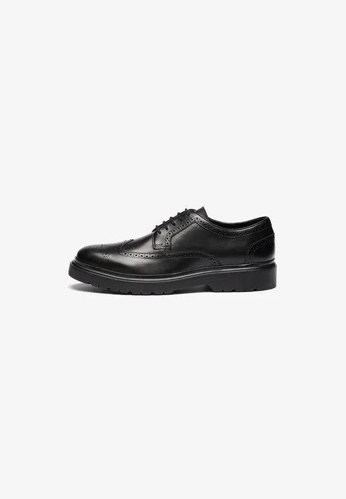 LEATHER - Snøresko - black