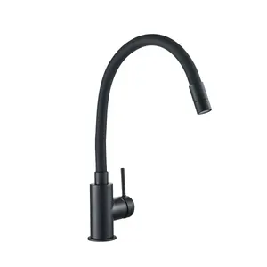Grifo de cocina monomando caño alto flexible DELINIA Eleki negro