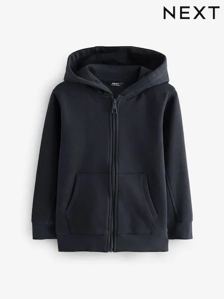 Navy Blue 1 Pack Plain Zip Through Hoodie (3-16yrs)