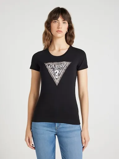 Guess Short Sleeve Triangle Python Tee In Jet Black