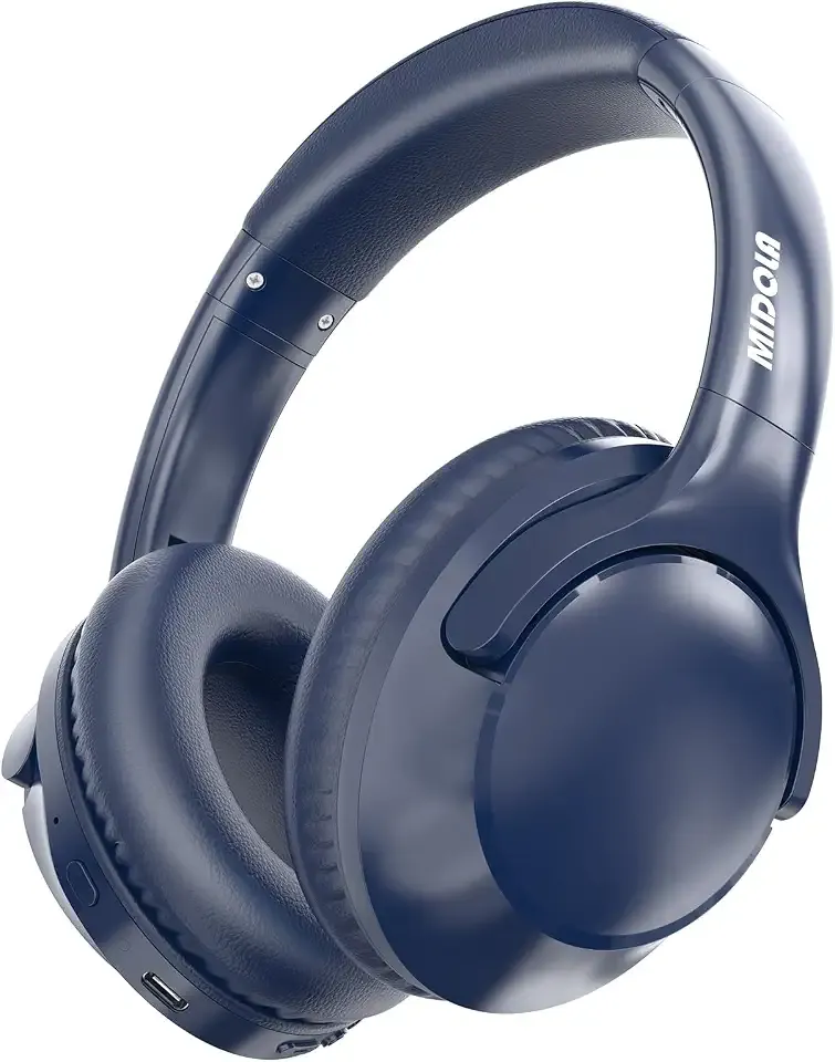 Bluetooth Headphones Over Ear Wireless Headsets 68H,Stereo Bass,6EQ,Blue