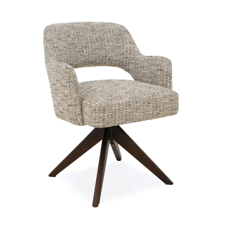 Armstoel Arabella - draaibaar - stof Be Trendy Beige - pocketvering - poot eiken donkerbruin