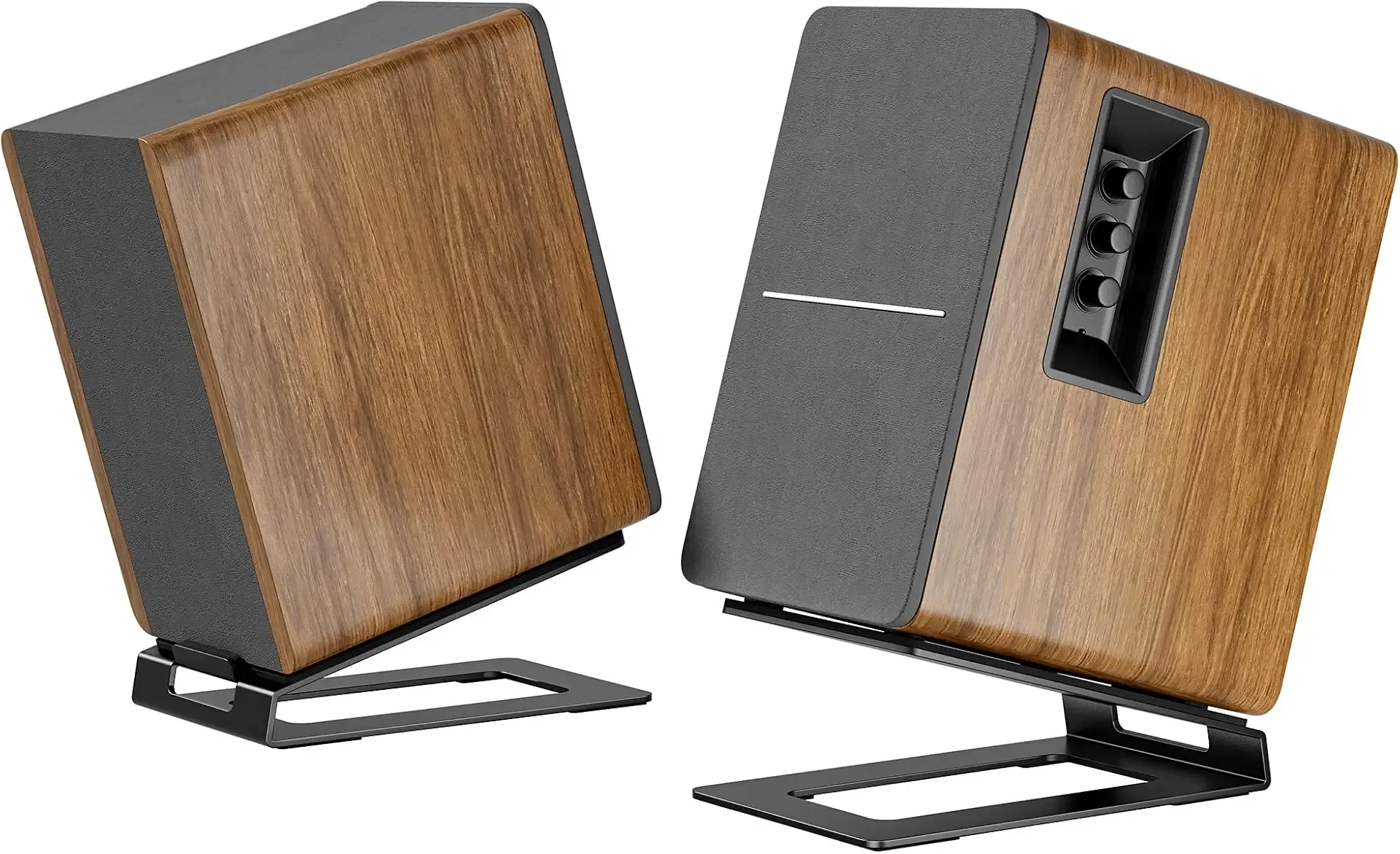 Desk Speaker Stands for Most Bookshelf Speakers, 22 lbs Capacity, 1 Pair | Speaker Riser with Anti-Vibration Pads, 16°Tilt Angle, Space-Saving Audio Stands for PC Speakers,1 Pair, Black