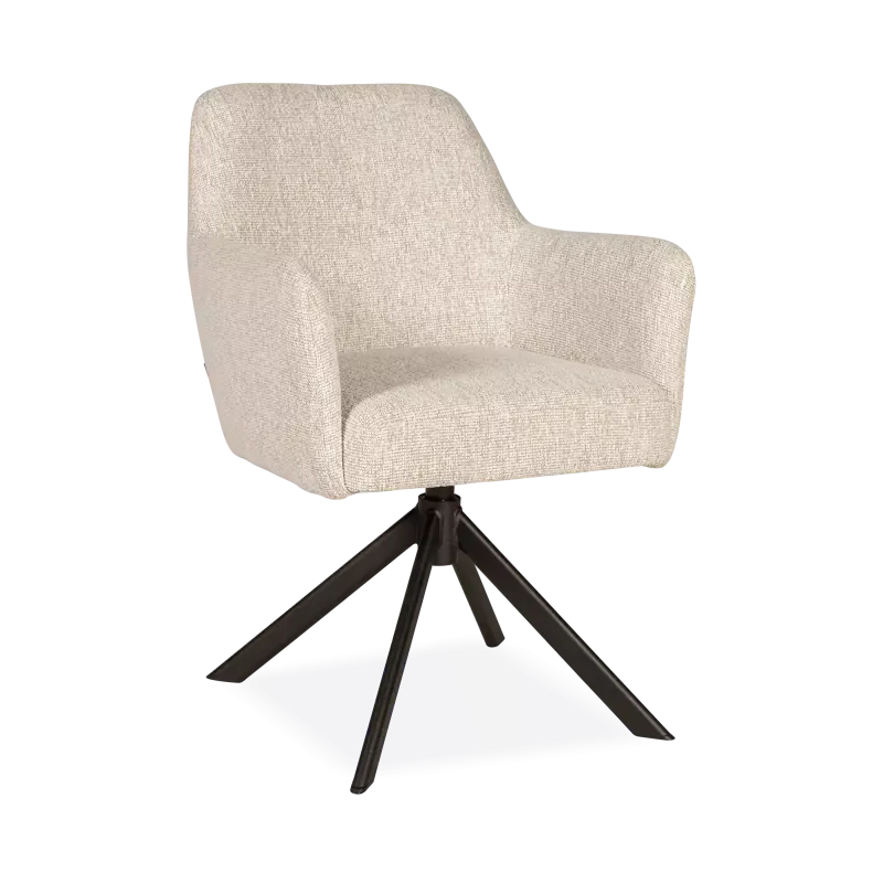 Armstoel Jesse - draaibaar - stof Lodge Linen - pocketvering - poot zwart