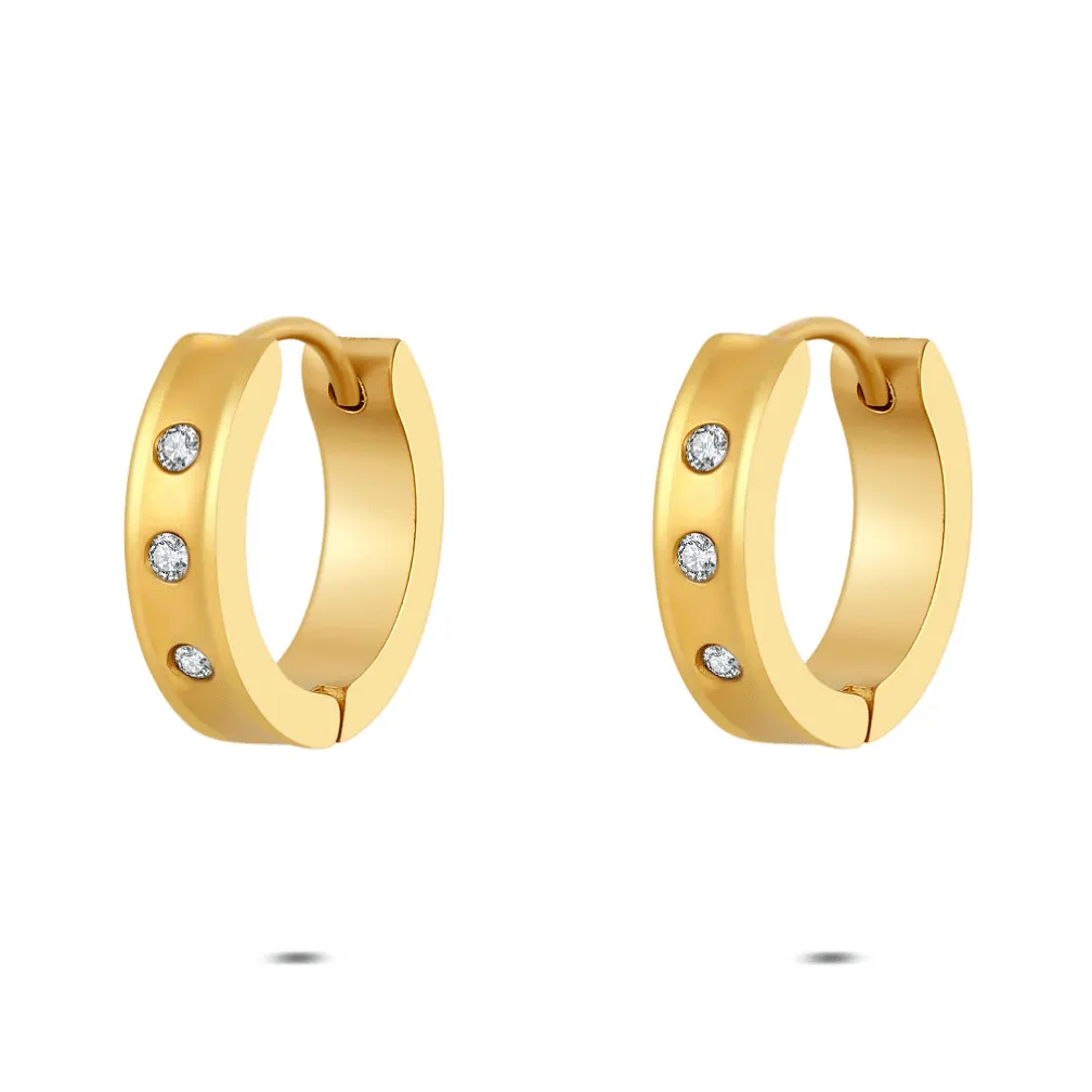 Oorringen in edelstaal, met zirkonia